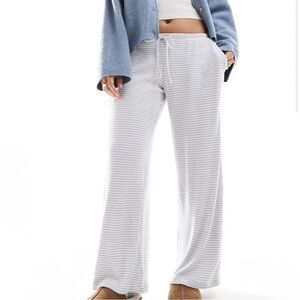 Hollister Blue and White Striped Wide-Leg PJ Pants